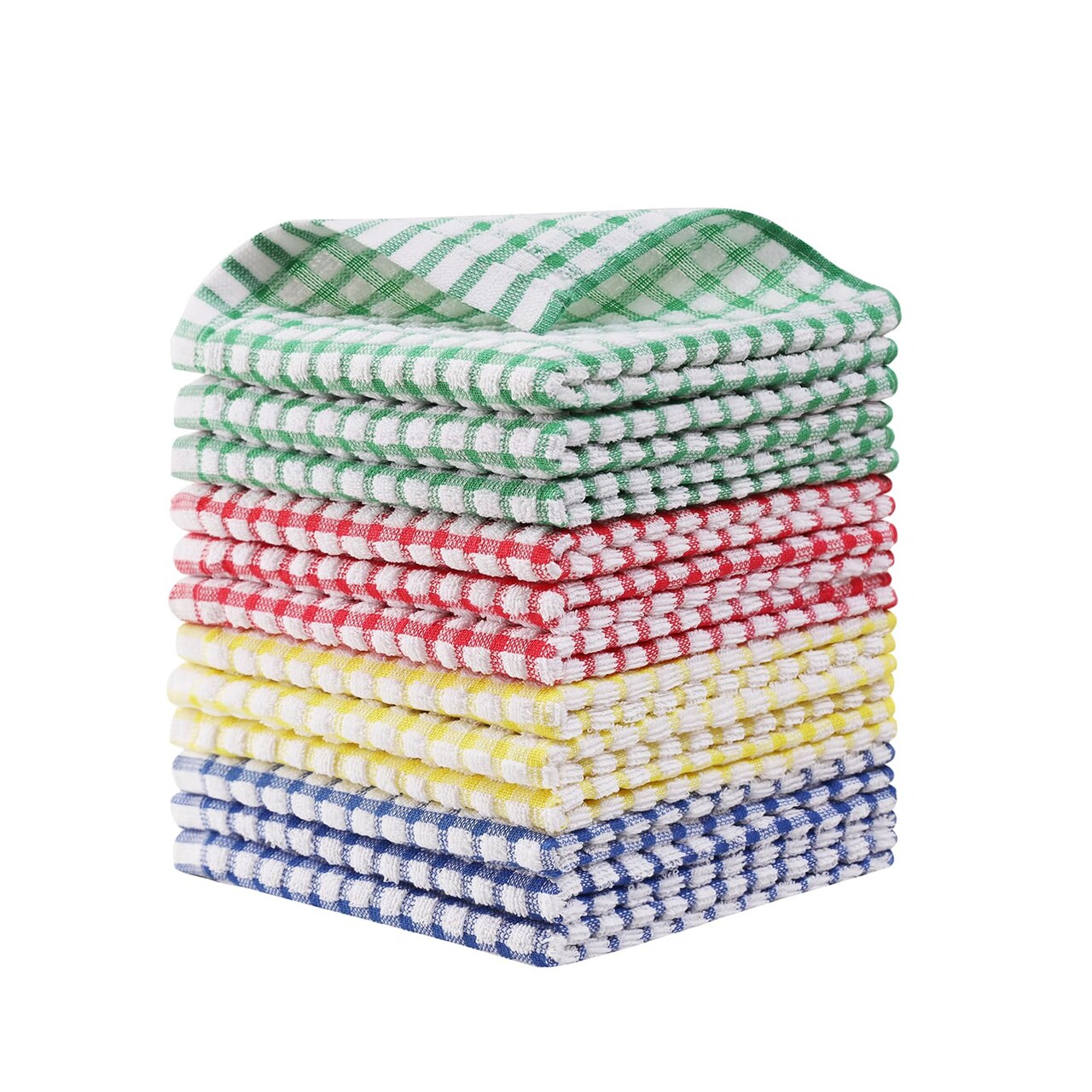 12 Packs Kitchen Dishcloths 12x12 Inches 100% Cotton Kitchen Dish Cloths for Washing Dishes Scrubbing Wash Cloths Dish Towels Sets (Mix Color)